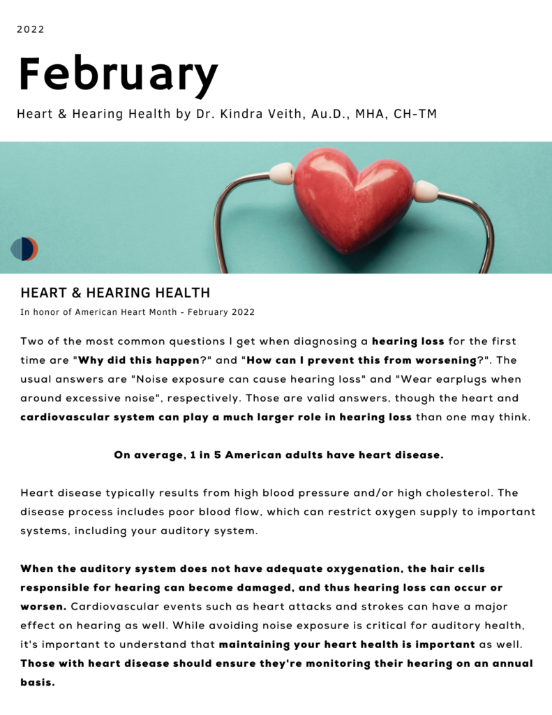 Heart + Hearing Health, by Dr. Kindra Veith, Au.D., MHA, CH-TM